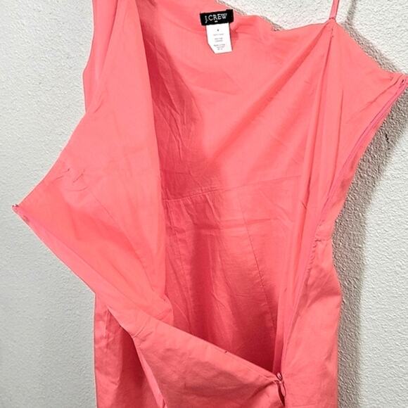 J.Crew Women’s Dress Barbiecore Preppy One-Shoulder Hot Pink Soft Cotton Size 4 - Picture 7 of 9